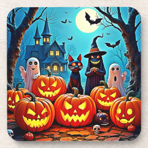 Dessous-de-verre Haunted Halloween conception de nuit