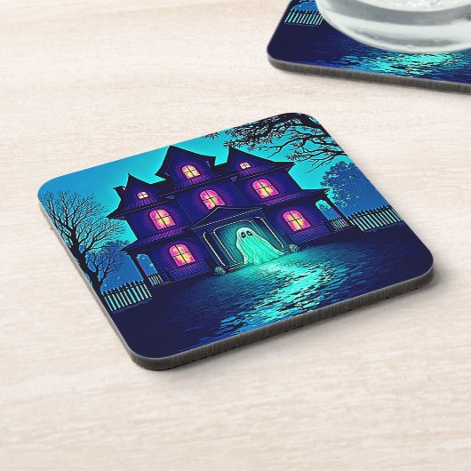 Dessous-de-verre Haunween Ghost House Design (Côté gauche)