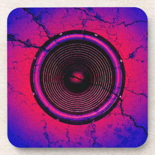 Dessous-de-verre Haut-parleur de musique sur un mur fissuré