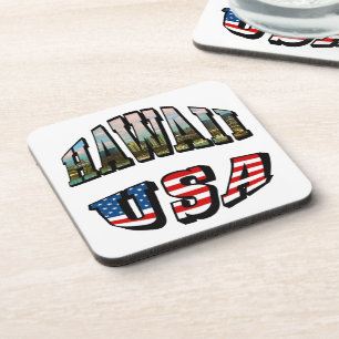 Dessous-de-verre Hawaii Picture et USA Flag Text