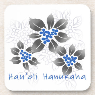 Dessous-de-verre Hawaiian Holly Hanoukka Blue Floral