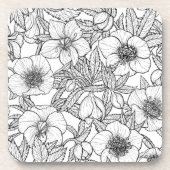 Dessous-de-verre Hellebores en noir et blanc (Devant)