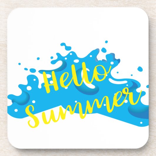 Dessous-de-verre Hello Summer, Waves Graphic, Cool White (Devant)