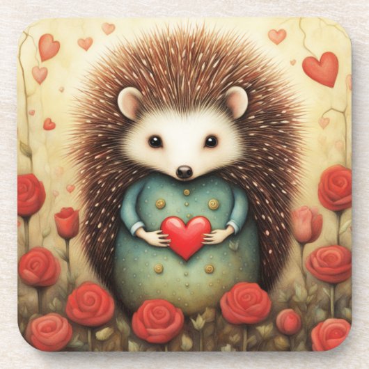 Dessous-de-verre Hérisson Amour 2 (Devant)