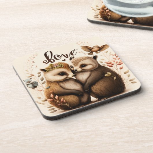 Dessous-de-verre hérisson amoureux (Côté gauche)