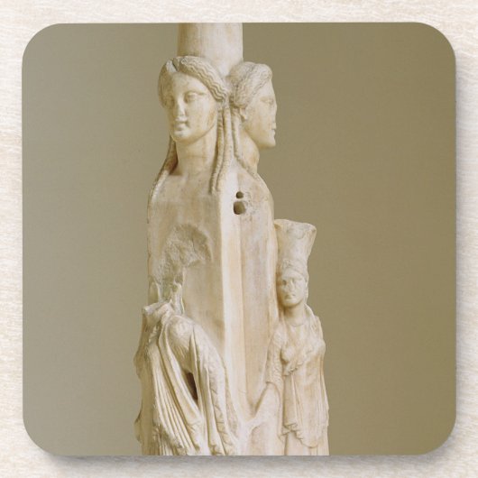 Dessous-de-verre Herm triforme de Hecate, sculpture de marbre, pe (Devant)