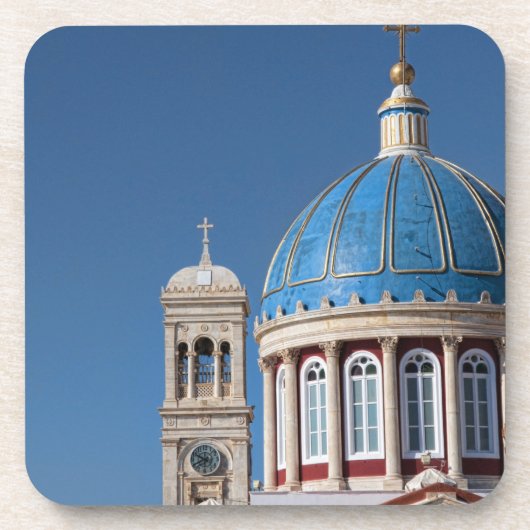 Dessous-de-verre Hermoupolis, île de Syros, Grèce. Dôme bleu de (Devant)