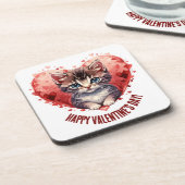 Dessous-de-verre Heureuse Sainte-Valentin Little Kitten avec coeur (Côté gauche)