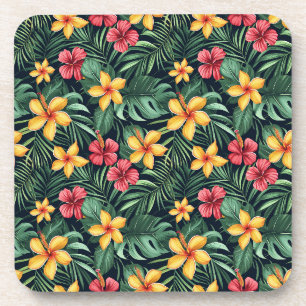 Dessous-de-verre Hibiscus à fleurs tropicales Motif sans couture