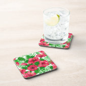 Dessous-de-verre Hibiscus et palmiers feuilles (Côté Droit)