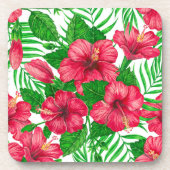 Dessous-de-verre Hibiscus et palmiers feuilles (Devant)