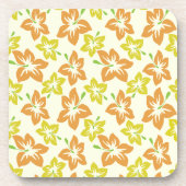 Dessous-de-verre Hibiscus Jaune, Hibiscus Orange, Modèle Floral (Devant)