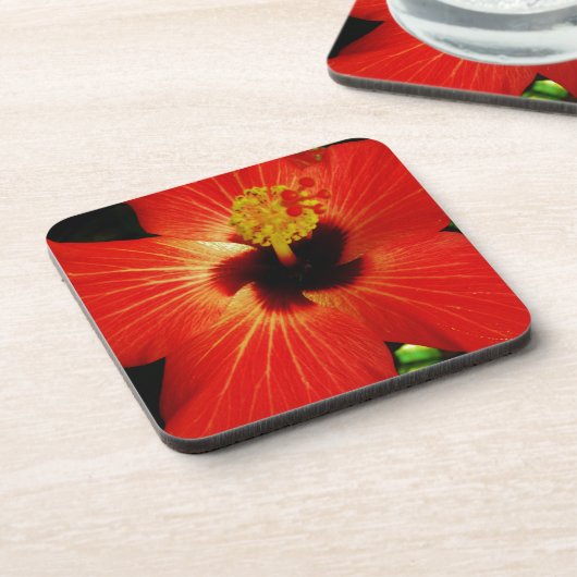 Dessous-de-verre Hibiscus rouge (Côté gauche)