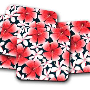 Dessous-de-verre Hibiscus rouge tropical   Ensemble de Dessous de v