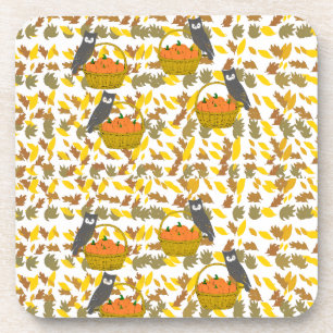Dessous de Verre Hibou et Citrouilles d'Automne