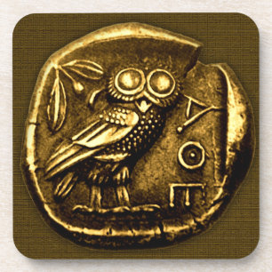 Dessous-de-verre Hibou sur la pièce de monnaie du grec ancien