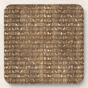 Dessous-de-verre Hiéroglyphes d'Égypte d'or sur les Brown