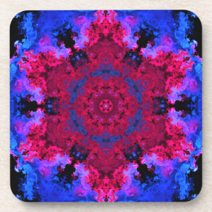 Dessous-de-verre Hippie psychédélique rouge rose et bleu