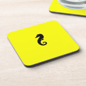 Dessous-de-verre Hippocampe de Glow_Black-on-Yellow d'océan (Côté gauche)