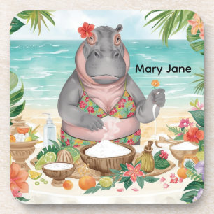 Dessous-de-verre Hippopotame à la plage