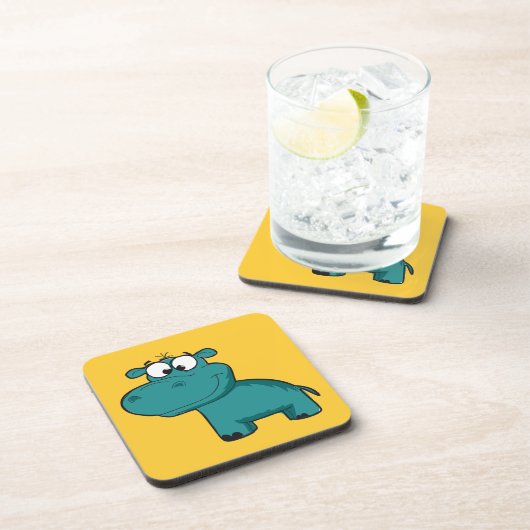 Dessous-de-verre Hippopotame heureux bleu (Côté Droit)