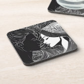 Dessous-de-verre Histoire d'amour noire et blanche Baiser romantiqu (Côté gauche)