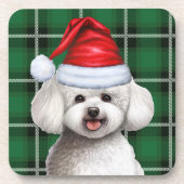 Dessous-de-verre Hiver Bichon Frise Chien de vacances Green Plaid (Devant)