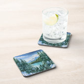 Dessous-de-verre Hiver Mountain Lac Pine Trees Nature (Côté Droit)