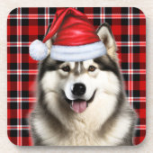 Dessous-de-verre Hiver Thème Alaskien Malamute vacances Plaid (Devant)