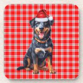 Dessous-de-verre Hiver Thème Beauceron Rouge Plaid Holiday (Devant)