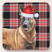 Dessous-de-verre Hiver Thème Belge Malinois Red Plaid Holiday (Devant)