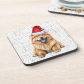 Dessous-de-verre Hiver Thème Chow Chow Père Noël Chien vacances (Côté gauche)