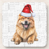 Dessous-de-verre Hiver Thème Chow Chow Père Noël Chien vacances (Devant)