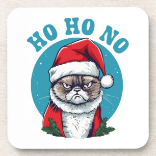 Dessous-de-verre Ho ho non - drôle de chat grumpy santa