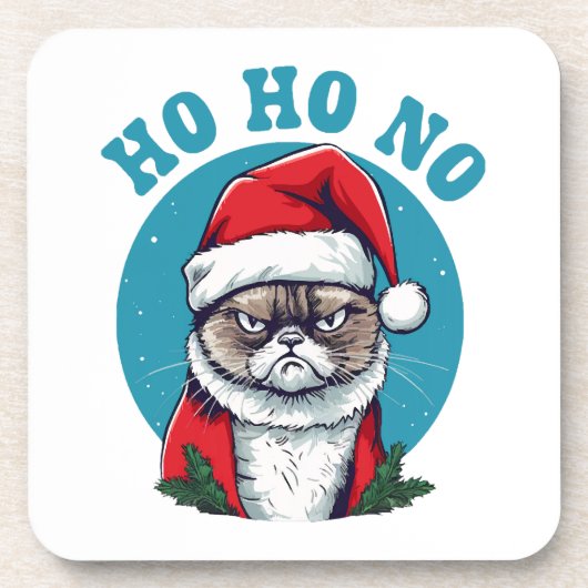 Dessous-de-verre Ho ho non - drôle de chat grumpy santa (Devant)