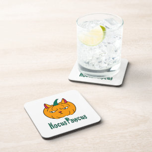 Dessous-de-verre Hocus pawcus Halloween citrouille ginger cat magie