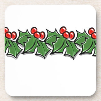 Dessous-de-verre Holly Feuilles, Holly Berries, couronne de Noël
