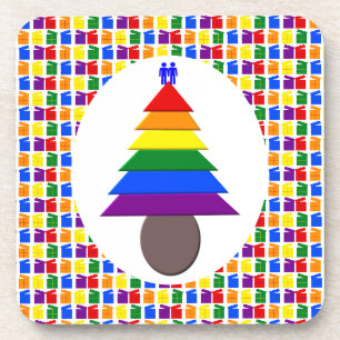Dessous-de-verre Hommes gais Arbre de Noël arc-en-ciel et présente