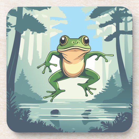 Dessous-de-verre Hopping Bons Temps Grenouille Dans Un Dessous de v (Devant)