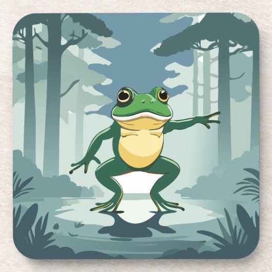 Dessous-de-verre Hopping Bons Temps Grenouille Dans Un Dessous de v (Devant)