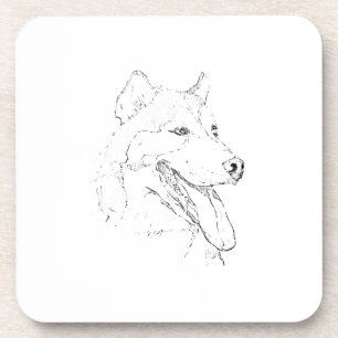 Dessous-de-verre Husky sibérien – Dessin au trait minimaliste de ch