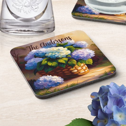 Dessous-de-verre Hydrangea dans le panier Bienvenue