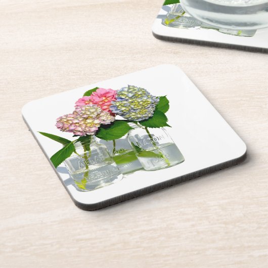 Dessous-de-verre hydrangées et jarre de mason (Côté gauche)