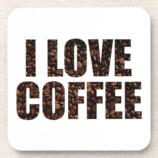 Dessous-de-verre I Love Coffee in Roasted Coffee Beans Police (Devant)