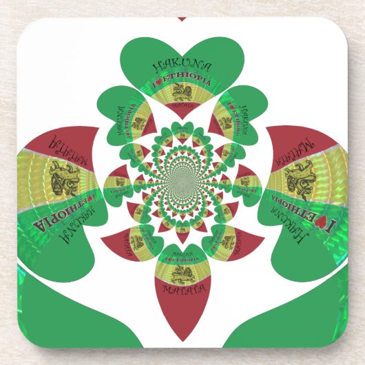 Dessous-de-verre I Love Ethiopia Kaleidoscope - Heartfeel Rasta Art (Devant)