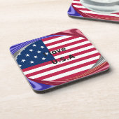Dessous-de-verre I Love U.S.A. Swirl : Patriotic Heart Art Imprimer (Côté gauche)