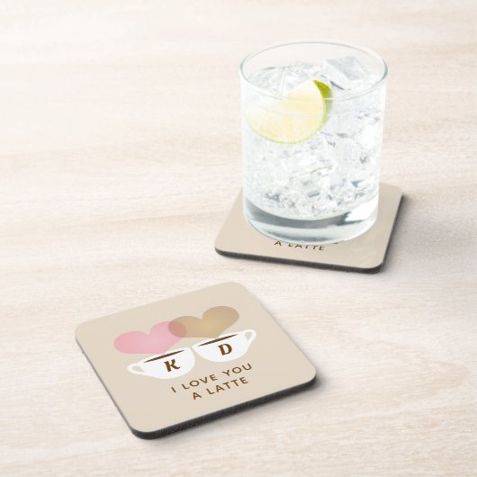 Dessous-de-verre I Love You A Latte Custom Monogram (Côté Droit)