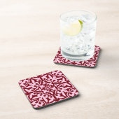 Dessous-de-verre Ikat damask pattern - Bourgogne et rose (Côté Droit)