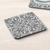 Dessous-de-verre Ikat damask pattern - gris clair et gris moyen (Côté gauche)