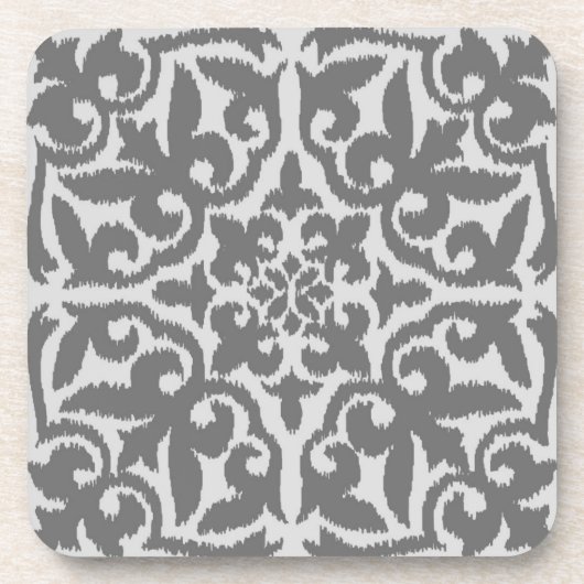 Dessous-de-verre Ikat damask pattern - gris clair et gris moyen (Devant)